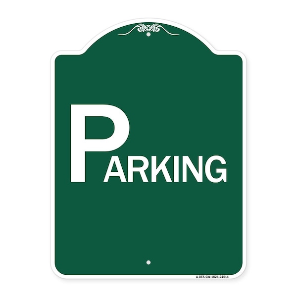 Signmission Designer Series Sign-Parking, Green & White Aluminum Architectural Sign, 18" x 24", GW-1824-24514 A-DES-GW-1824-24514 - main